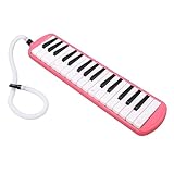 VBESTLIFE 32 Keys Melodica, Wind Instrument with Bendy Tube for Beginners, Portable Musical Education Instrument with Mouthpiece (Pink)