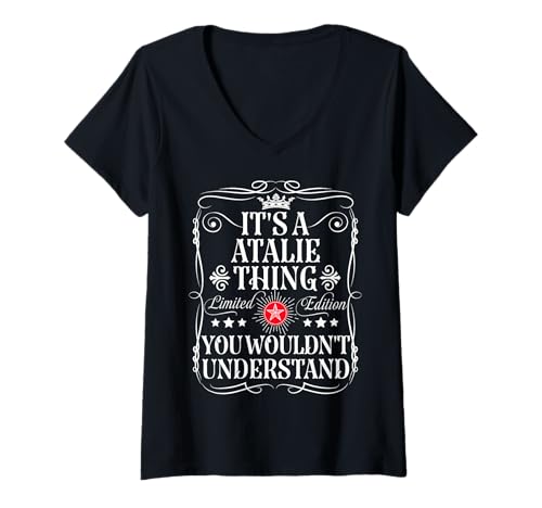 Speciale nome Atalie retrò vintage nome Atalie nome divertente design da indossare su Atalie compleanno, vacanze, vacanze in famiglia, matrimonio, laurea, scuola, Natale, Halloween, San Valentino, festa di compleanno, divertente lavoro nome tag