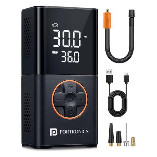 Portronics Vayu 3.0 tyre Inflator with 150 PSI Pressure, 4000 mAh Battery, Digital Display, Pressure...