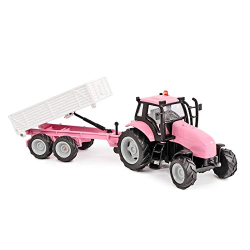 Van Manen Kids Globe Traffic Tractor met Trailer Die Cast (met licht en geluid, roze) - 510241