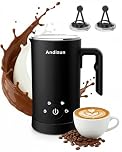 Andizun Milk Frother Electric, 4-in-1 Automatic Milk Steamer and Frother, Hot Chocolate Velvetiser, Milk Warmer and Frother with Large Capacity, Quiet One-Button Control, Easy Clean Non-Stick Jug