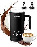 Andizun Milk Frother Electric, 4-in-1 Automatic Milk Steamer and Frother, Hot Chocolate Velvetiser, Milk Warmer and Frother with Large Capacity, Quiet One-Button Control, Easy Clean Non-Stick Jug