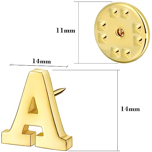 Initial Lapel Pin for Men Women, Brooch Pins for Men Suits, Metal Button Pins in 18K Gold and Silver Tone.3