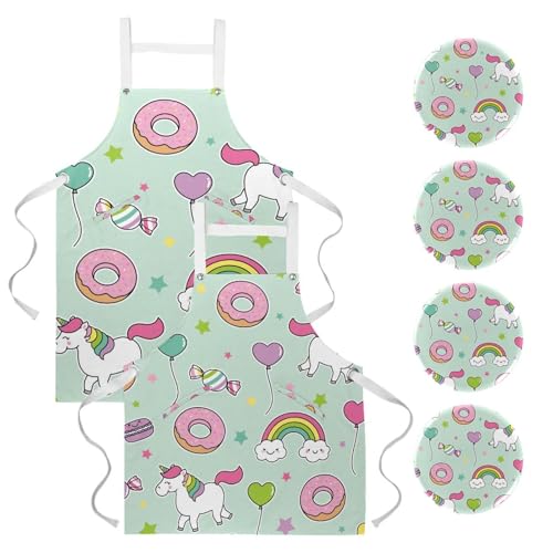 Tablier de cuisine pour restaurant et nettoyage avec motif dessin animé et broches
