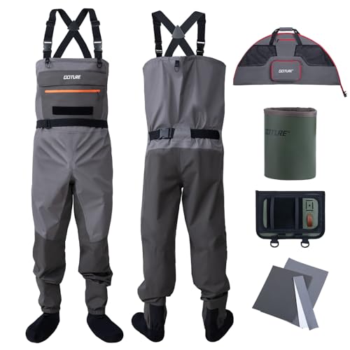 Image of Goture 5-Layer Breathable Stocking Foot Waders & Waist Gear, 5 Sizes