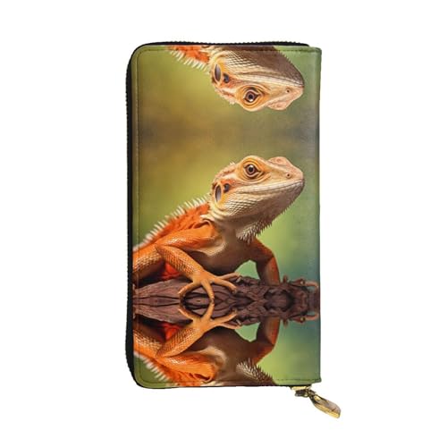 Portefeuille en cuir imprimé lézard chic grand format pour femme
