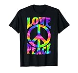 Love Peace Sign Tie Dye Colorful 80s Hippie Party Costume T-Shirt
