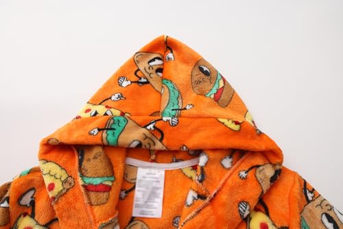 Image of Kids Hooded Bathrobe Girls Soft Plush Hooded Flannel Pajamas Sleepwear Boys Spa Robe