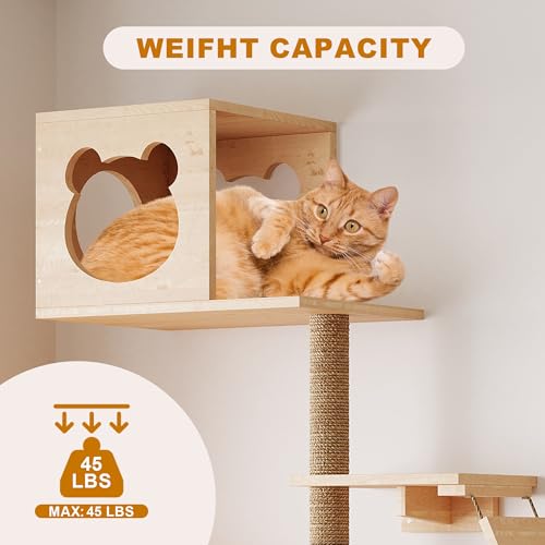 Estantes de pared para gatos con rascador y hamaca miniatura 5