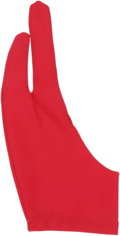 SAFIGLE 2pcs Artist Two Finger Sketch Gloves Red Spandex Breathable Design -Sweat for Drawing Painting Protects Tablet