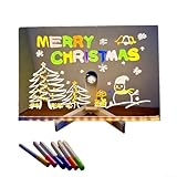 Honseadek LED-Schreibtafel, Acryl, trocken abwischbar, mit 7 Farbstiften und Ständer, tragbar, transparent, 15 x 15 cm, 20 x 20 cm, 30 x 20 cm (3)