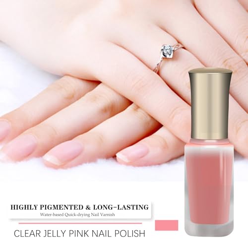Nude Pink Nail Polish, Jelly Pink Nail Varnish, Chip Resistant & Water Based Translucent Gel Polish, Quick Dry Nail Polish for Manicure DIY at Home, Highly Pigmented Clear Gel Nail - Image 3