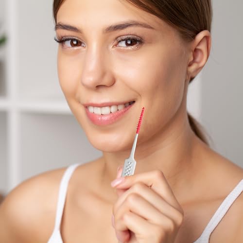 Image of Dental Floss Picks Soft Silicone interdental Brush, Braces Brush, Floss Picks for Teeth, Disposable interdental Brush, Suitable for Cleaning Teeth Health(Red, 160pcs)