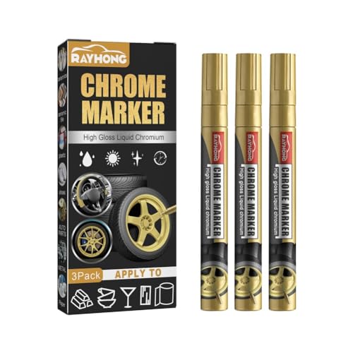Marqueur de Peinture Acrylique Doré, Marqueurs Métalliques Feutres, Marqueur Peinture Permanent Universel Imperméable, Stylo de Peinture pour Pneus, Pierre, Métal,Toile,Verre,Céramique,Bois,Cuir