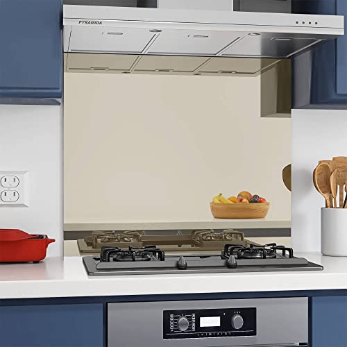 BELOFAY 6mm Bronze Tempered Glass Mirror Splashback for Kitchen, Toughened Glass Heat Resistant Splashbacks for Cookers (60x70 cm)