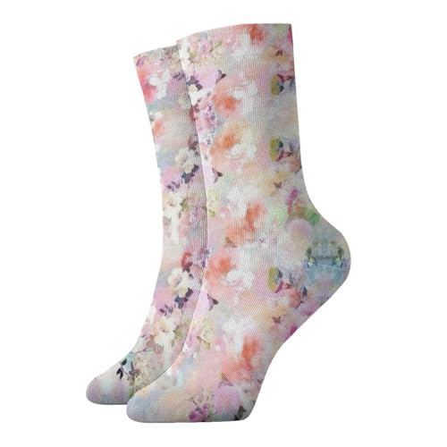 Zcmkjlg Hermosos calcetines gruesos y acogedores de flores rosas, calcetines casuales con estampado completo para hombres y mujeres, uso diario en casa