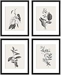 ArtbyHannah Framed Art mural pour la cuisine Rustique de décoration murale, 11x14 inch Black Cadres Collage Set avec plantes plantes Photos botaniques Imprimés pour salle à manger Décorations de salle de bains, Ensemble de 4