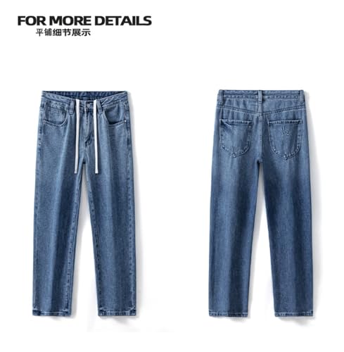 Pants Trousers Denim Spring Summer Straight Leg Jeans with Loose Drape Design Mountain Blue Minimalist Versatile4