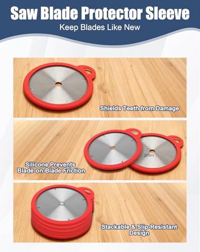 Powhorse Silicone Saw Blade Storage, Saw Blade Holder Protector Guard 1 Pack for Circular 10\" Blade Diameter, Easy Holder and Finger Protection Fit for Diablo, Makita, DeWalt, Craftsman and More