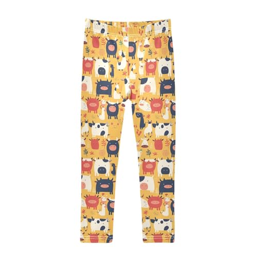 KLL Cute Cow Pattern Hand Drawn Toddler Girl Leggings Stretchy Full Length Yoga Pants Exercise