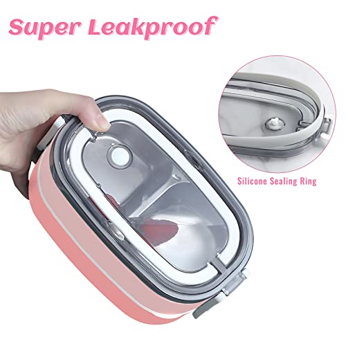 Image of Lunch Box - 2 Tier Bento Box with 3 Compartments & Cutlery