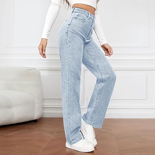 Woman Wide Leg Jeans High Waisted Baggy Jeans Boyfriend Jean Elastic Waist Stretchy Jean Straight Leg Womens2