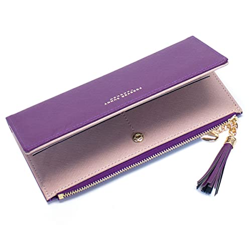 Image of Valentoria Womens Wallet Cute Elegant Long Slim Card Holder Case Minimalist Coin Purse Thin Tassels Zip Clutch Wallets for Girls Ladies | Cute