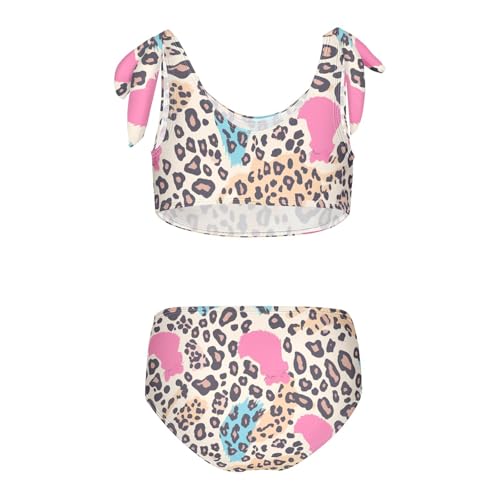 Leopard Print Girl 2 Piece Kids Bikini Set Quick-Dry Swimsuits Swimming Suits Adjustable Strap2