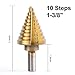 Knoweasy Titanium Step Drill Bit - 10 Step Sizes, High-Speed Steel 1/4 to 1-3/8 Inch - Perfect for Drilling Multiple Hole Sizes