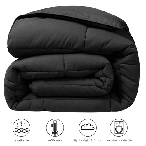 Image of COHOME California King Size Warm Comforter - All-Season Duvet Insert | Quilted Down Alternative Comforter,Luxury Hotel Ultra-Soft, Anti-Clump Tech & 8 Tabs, Machine Washable, Black 96 inch x 104 inch