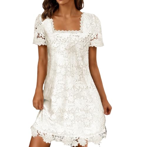 Robe en dentelle florale ajourée chic et décontractée