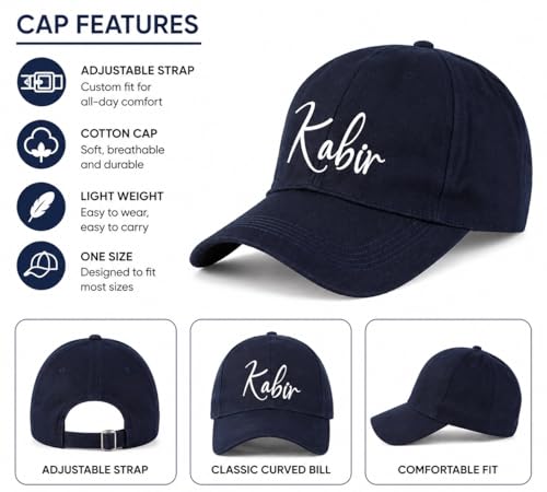 Image of AICA Personalised Name Cotton Cap for Men & Women � Black, Free Size | Gifts for Men & Women