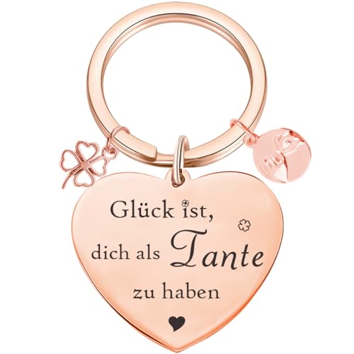 Tecreo Tante Geschenk Beste Tante der Welt Schlüsselanhänger Best Tante Ever Schmuck Geburtstag Geschenk Von Nichte zur Tante, Rosegold