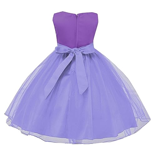 Girls' Dress Spring/Summer Solid Color Sleeveless Sequins Flower Mesh Dress Party Birthday Kids Holiday Sweater2