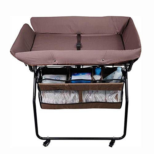 Laptop Ständer Tisch Klapp Baby with Wheels - Kleinkind Tragbare Windel-Station Nursery Dresser - Babyreisebett Brown