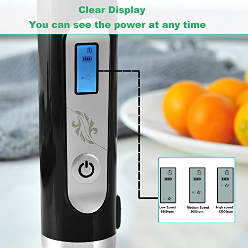 SHINROAD Milchaufschäumer, 3-Gang wiederaufladbarer USB-Handmixer mit 3 Edelstahl-Whisk-LCD-Display(mit 16-teiliger… – Bild 3