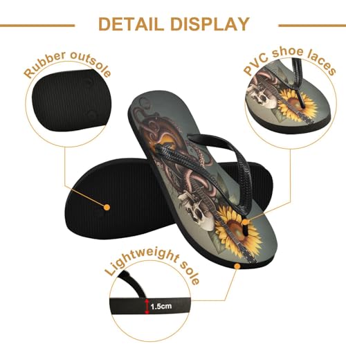STAYTOP Guitar Sunflower Skull Flip Flops Sandals of Men's & Women's,Sandals Beach Slippers Shower Slides2