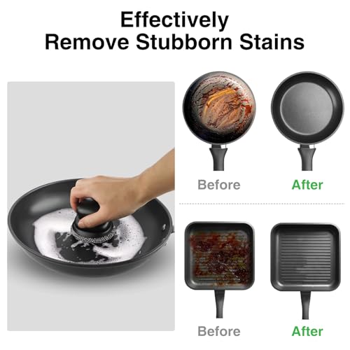 Schrubber für Gusseisenpfanne, Topfreiniger mit 2 Schabern, Kettenbürste für Geschirr, Töpfe, Pfannen, Grillplatten, Grills (Schwarz… – Ansicht 5