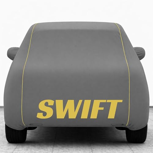 Image of Kings of Cover New Grey 100% Waterproof Swift Car Cover | Polyester Car Body Cover for Rain & Sun | UV Protection, Dustproof, Scratch Resistant, Windproof, Heat Resistant, Custom Fit