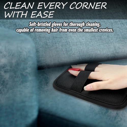 Image of Didaey 2pcs Pet Hair Removal Glove Electrostatic Reusable Remover for Cat Dog Cloth Couch Furniture Carpet Car Seat Cat Grooming Animal Fur Removel Tool(Red,Rectangle)