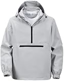 MEDUOLA Sweat à Capuche Homme 1/2 zippé Anorak Veste de Sport Veste Coupe Vent Imperméable Softshell Legere Manteau Printemps Automne Adapté La Randonnée (M,Gris clair