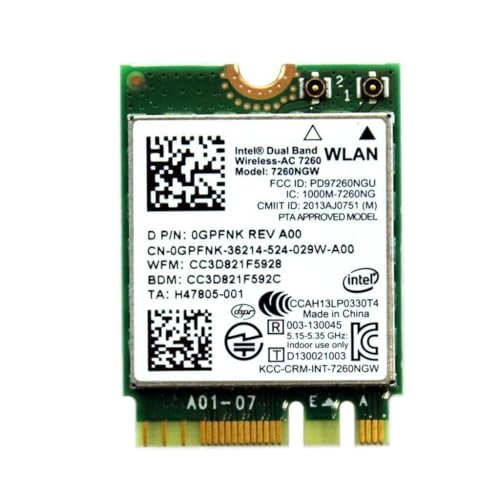 Image of Legacy M.2 Wi-Fi Adapter for Intel 7260 Wireless-AC | 867Mbps WiFi with Bluetooth 4.0 | 2.4GHz & 5GHz Network Card | 7260NGW