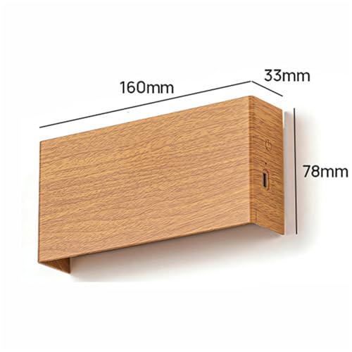 Apliques de pared inalámbricos de madera oscura con batería recargable y control táctil 5