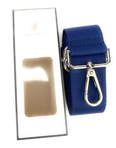 Image of Royal Blue Purse Strap with Silver Hardware 1-1 /2 Inch Wide Solid Color Replacement Crossbody Guitar Style Shoulder Strap for Handbags Totes