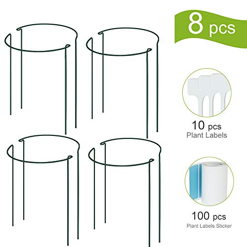 IPSXP Plant Support Stake, 8-Pack Half Round Metal Garden Plant Supports, Green Garden Plant Support Ring, Garden Border Supports, Plant Support Ring Cage for Tomato, Roses, Hydrangea, Flowers Vine