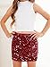 CharmWM Girls Sequin Skirt Kids Fashion High Waisted Sparkle Glitter Party Short Dress Mini Skirts 5-14 Years Red