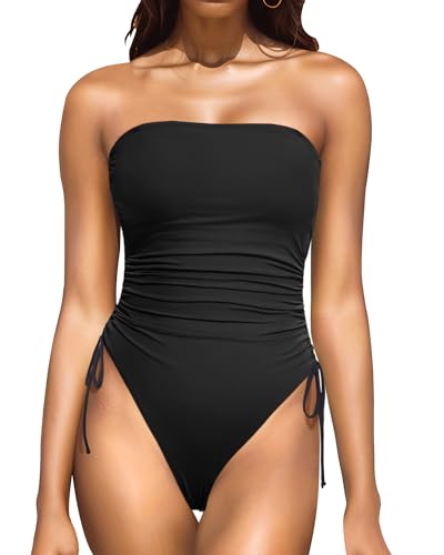 Yonique Women Strapless One Piece Swimsuit Tummy...