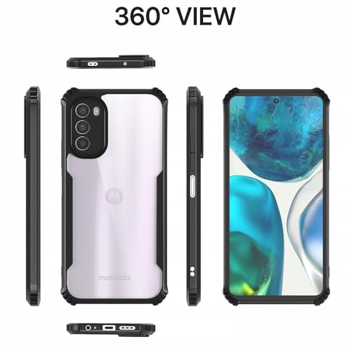 Image of Outlouders Back Cover for Motorola Moto G52 / G82 5G | Ultra Hybrid Transparent | Full Camera Protection | Raised Edge | Crystal Clear Bumper Case (Black)