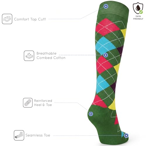 Image of Mysocks Unisex Knee High Long Socks Argyle