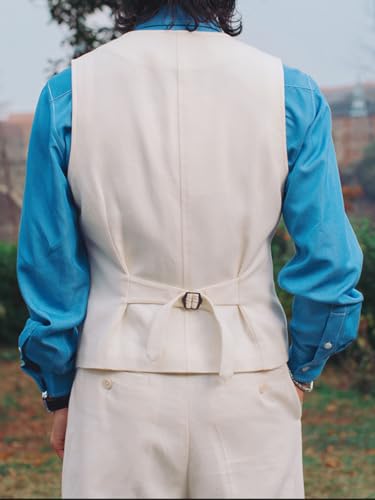 Vintage Men's Cotton Lightweight Vest Casual Cotton Blend Classic Design Waistcoat Summer Groomsmen3